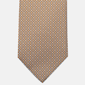 3-Fold Silk Tie, Chain Pattern, Ochre - JA056672-2