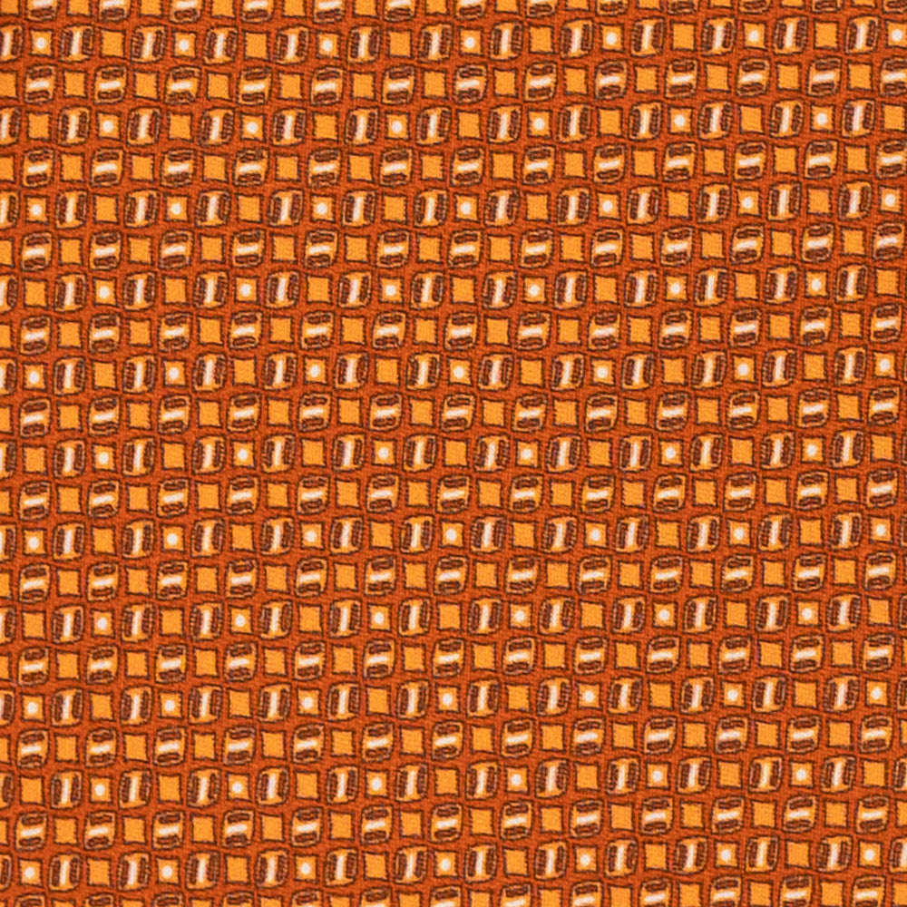 Cravatta 3 Pieghe in Raso Satin Micro Fantasia, Arancione - JA241003-2