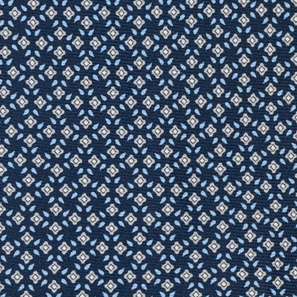 Cravatta 3 pieghe in Seta, Fantasia Floreale, Blu Grigio - JA056130-2