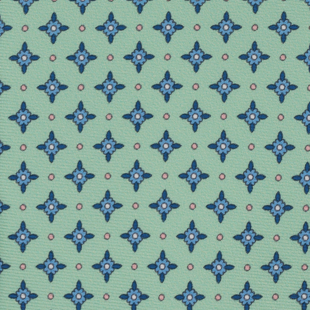 Cravatta Collezione 1999 in Seta Fantasia Floreale, Verde Celeste JD021