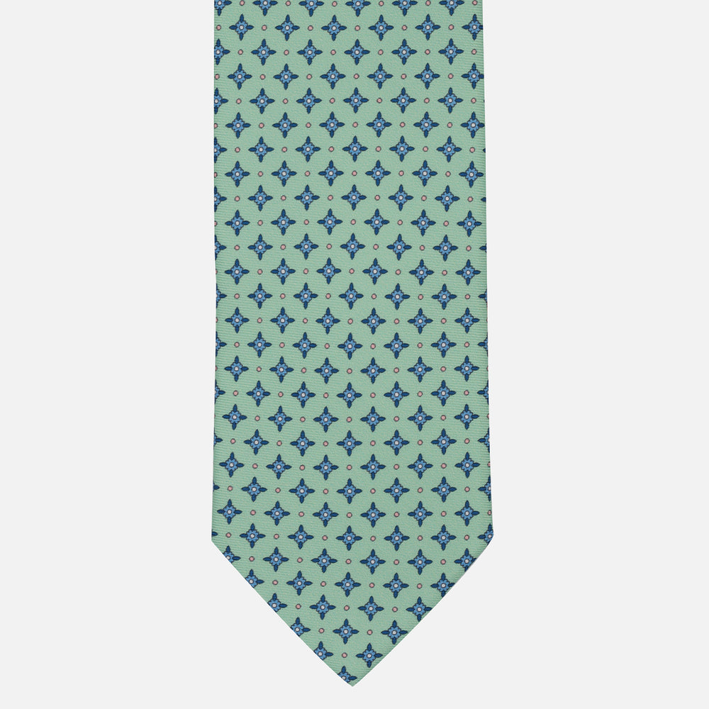 Cravatta Collezione 1999 in Seta Fantasia Floreale, Verde Celeste JD021