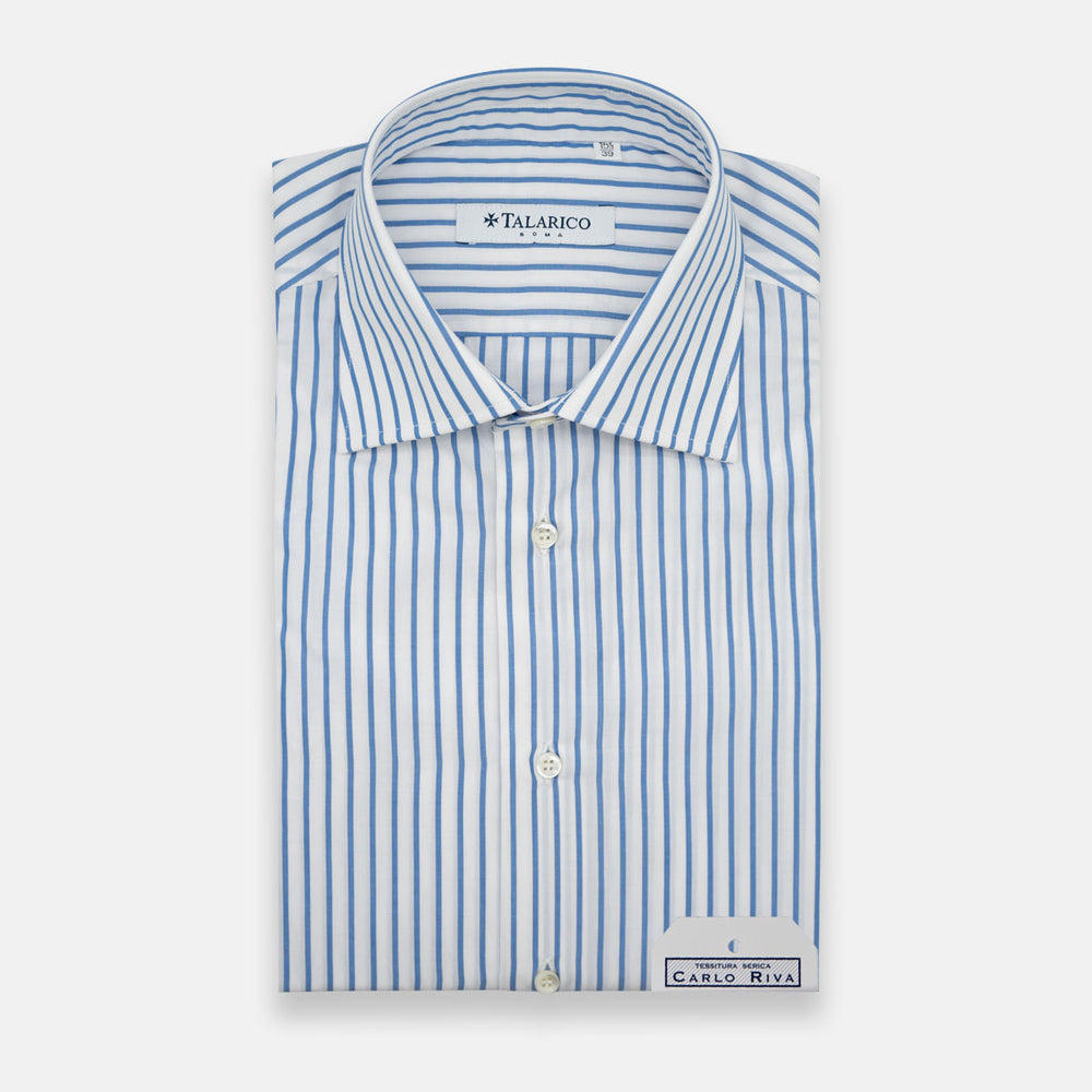 Talarico in Cotone Popeline Carlo Riva - Bianco e Azzurro TCR101902