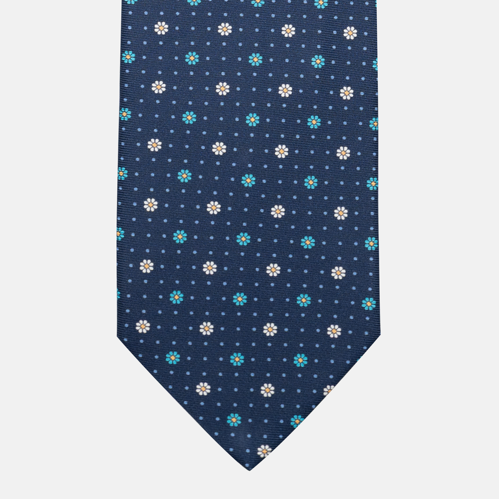 Cravatta Collezione 1999 in Seta Twill Fantasia Floreale, Blu Celeste JD022