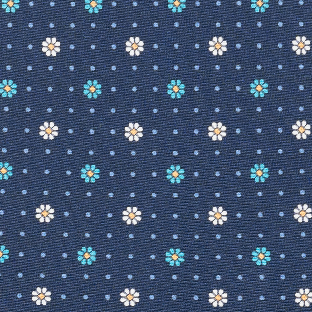 Cravatta Collezione 1999 in Seta Twill Fantasia Floreale, Blu Celeste JD022