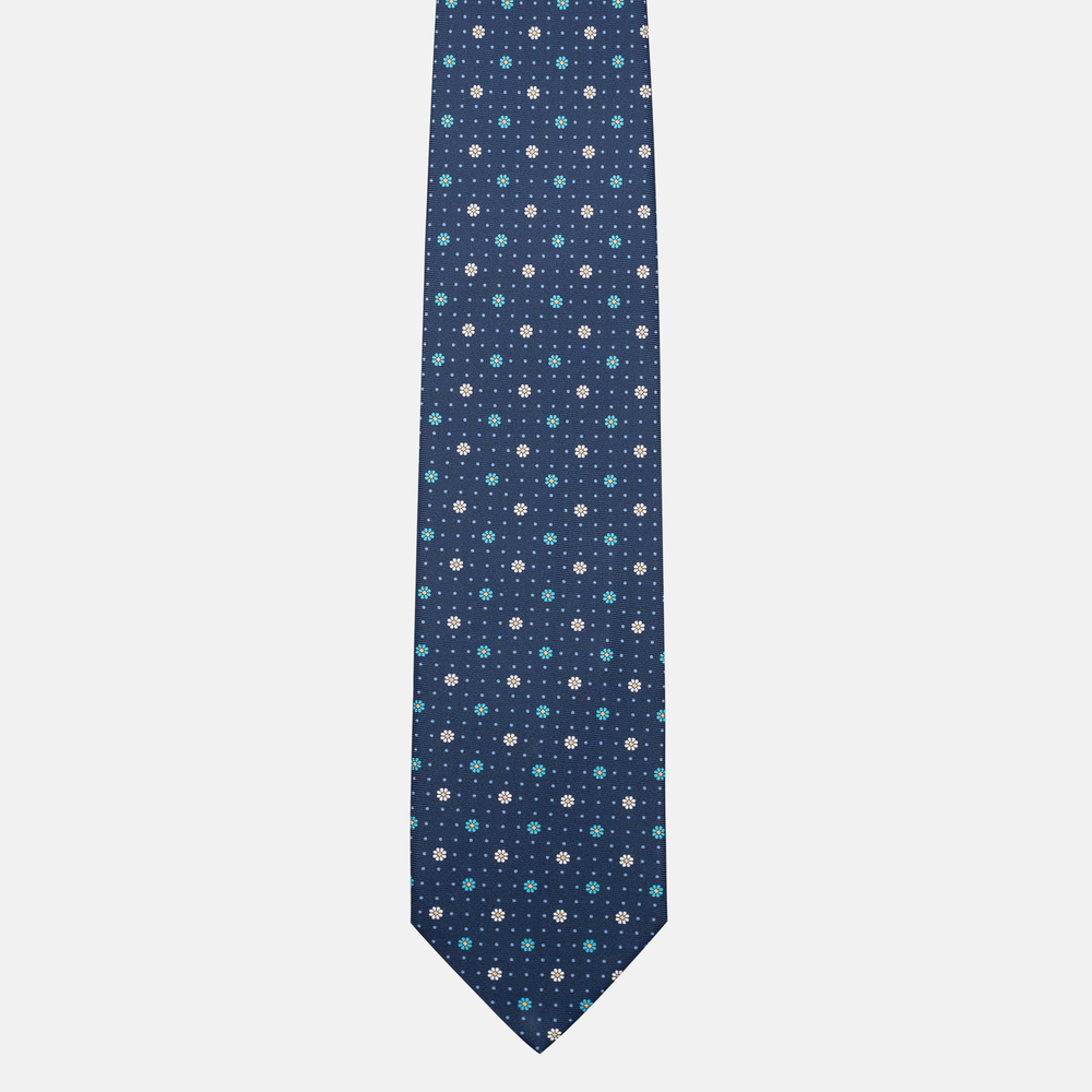 Cravatta Collezione 1999 in Seta Twill Fantasia Floreale, Blu Celeste JD022