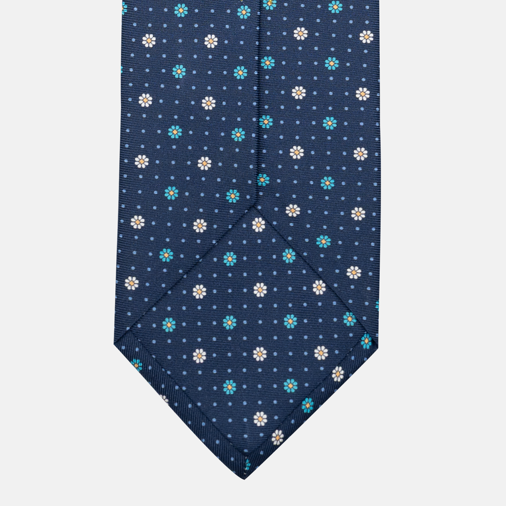 Cravatta Collezione 1999 in Seta Twill Fantasia Floreale, Blu Celeste JD022