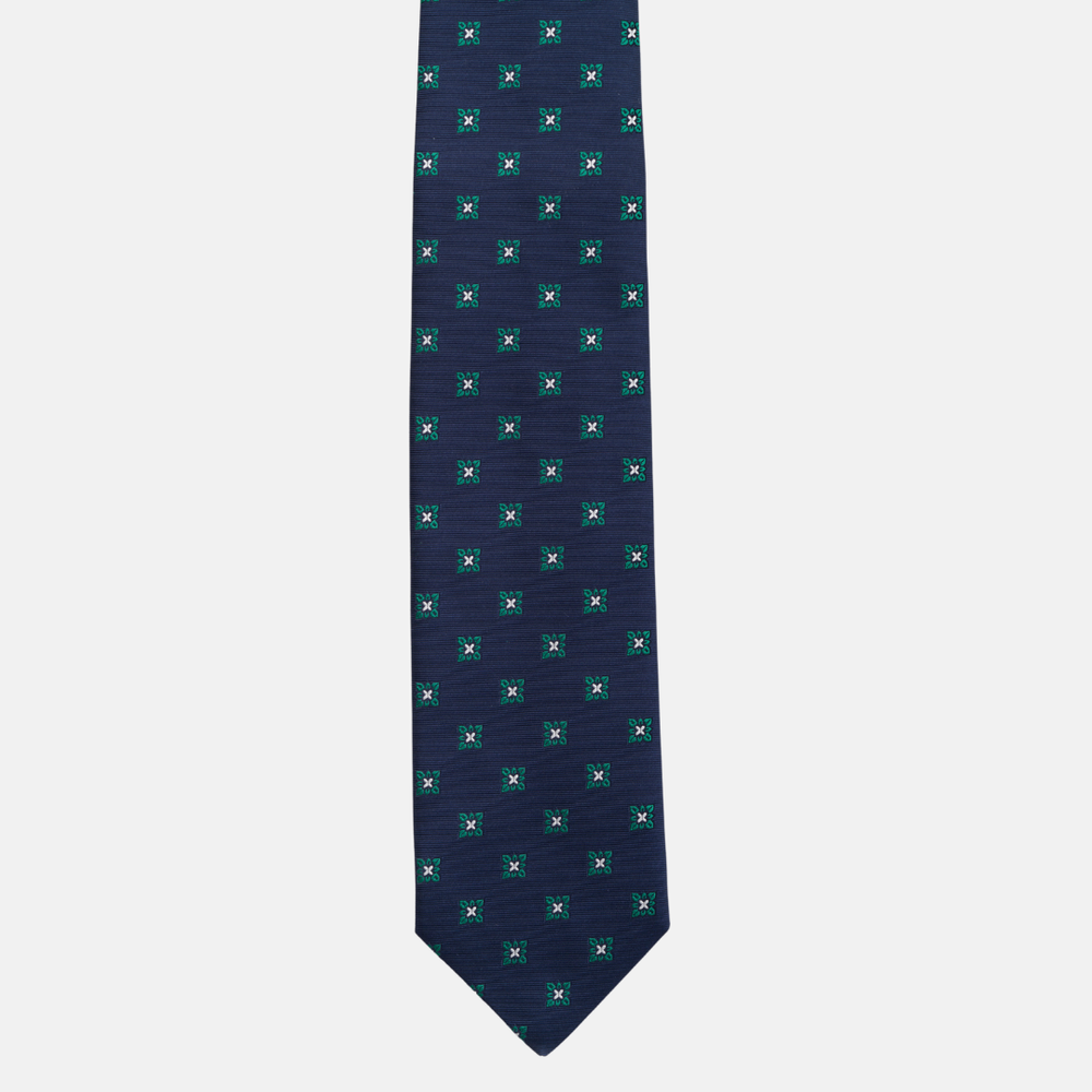 Cravatta Collezione 1999 in Seta Pesante Blu Verde Fantasia Fiori