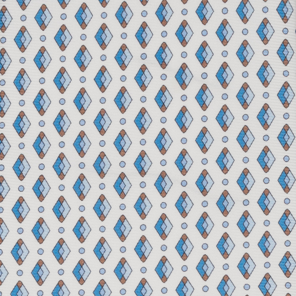 Cravatta Collezione 1999 in Seta Twill Fantasia, Bianco Piscina JD020