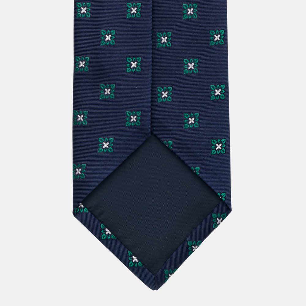 Cravatta Collezione 1999 in Seta Pesante Blu Verde Fantasia Fiori