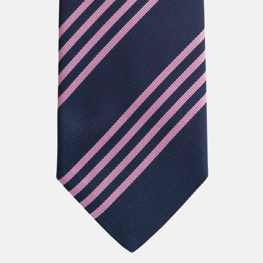 Cravatta  Talarico in Seta jacquard  Regimental Blu Rosa fatta a Mano