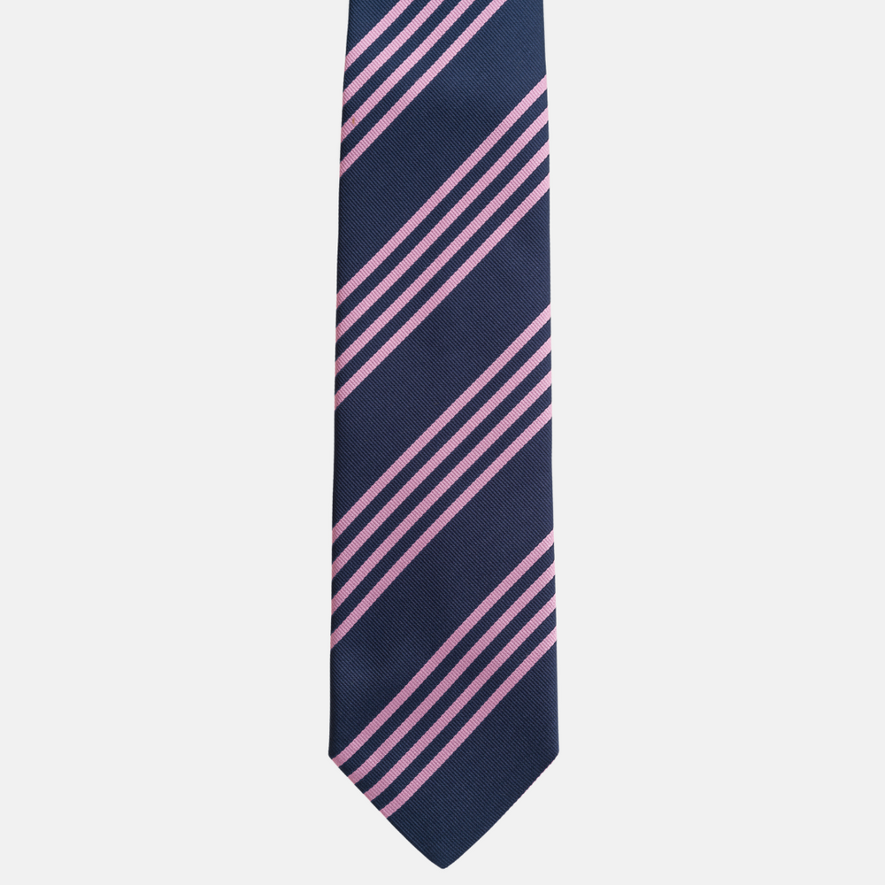 Cravatta  Talarico in Seta jacquard  Regimental Blu Rosa fatta a Mano