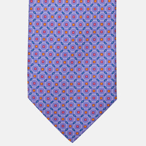 3-Fold Satin Silk Tie with Geometric Pattern, Lilac - JA241002-3
