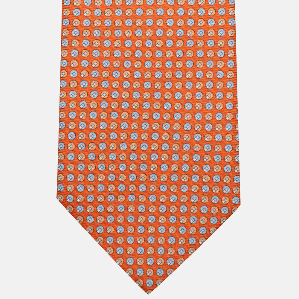 3-Fold Silk Tie, Micro Pattern, Orange - JC056670-3