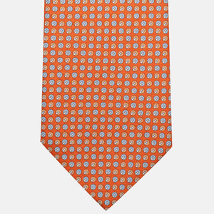 3-Fold Silk Tie, Micro Pattern, Orange - JC056670-3