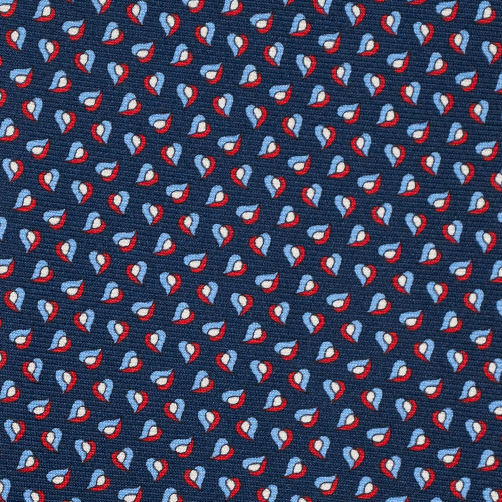 3-Fold Silk Tie, Micro Pattern, Blue and Red - JA056125-3