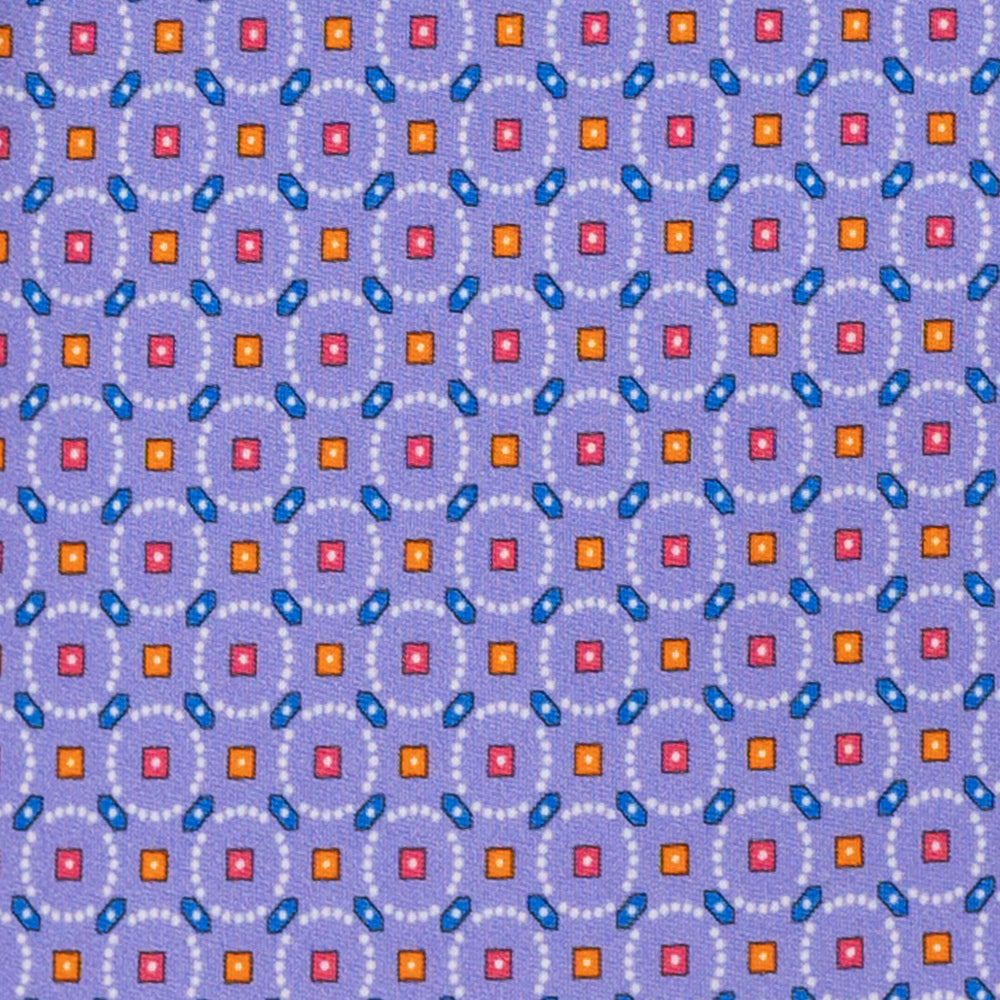Cravatta 3 Pieghe in Raso Satin Fantasia Geometrica, Lilla - JA241002-3