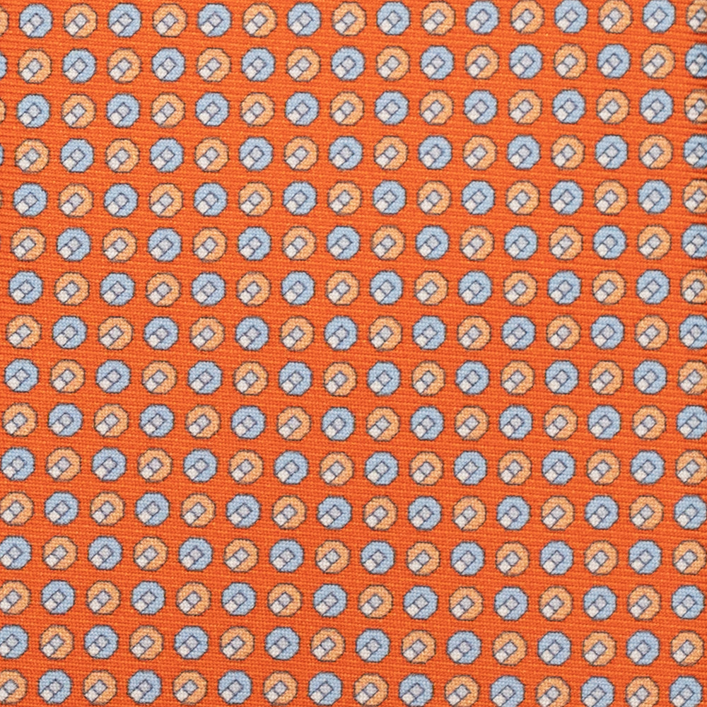 3-Fold Silk Tie, Micro Pattern, Orange - JC056670-3