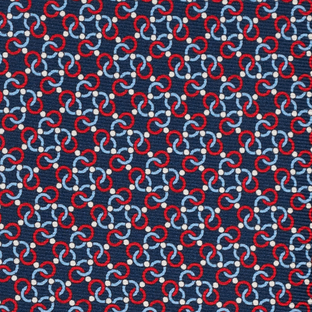 Cravatta 3 pieghe in Seta, Fantasia Concatenata, Blu Rosso - JA055937-3