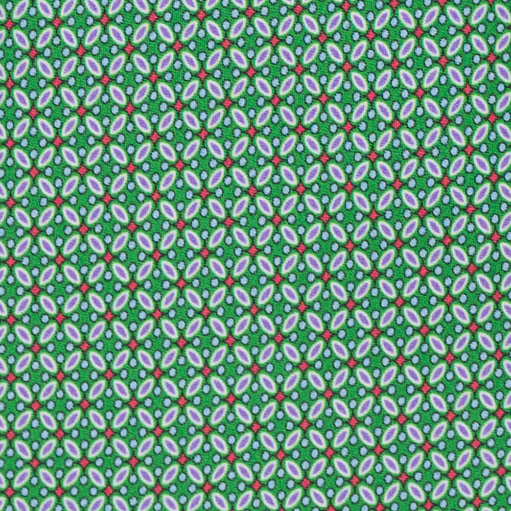 Cravatta 3 Pieghe in Raso Satin Fantasia Floreale, Verde - JA241001-3