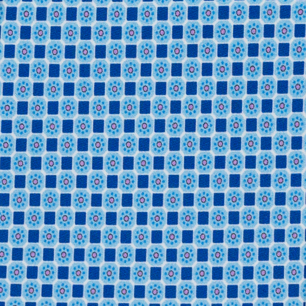 Cravatta 3 Pieghe in Raso Satin Fantasia Geometrica, Celeste - JA241005-3
