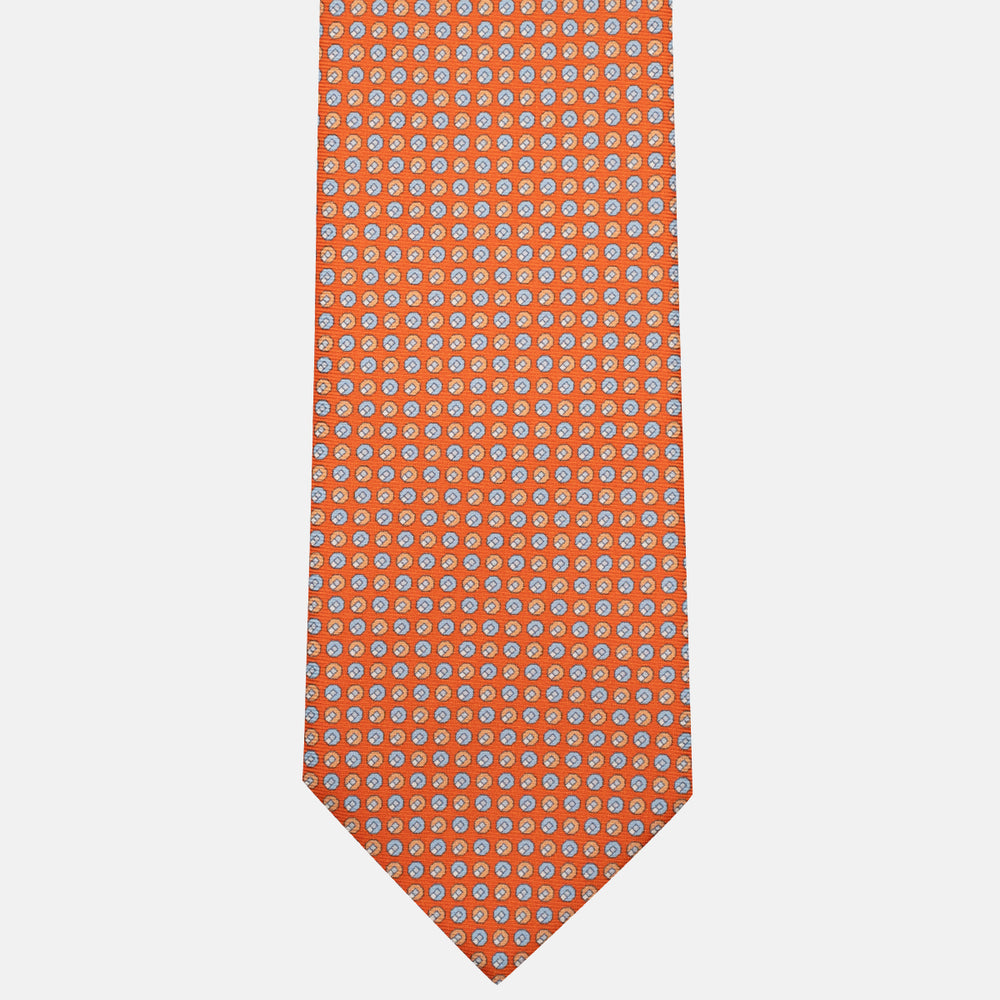 3-Fold Silk Tie, Micro Pattern, Orange - JC056670-3