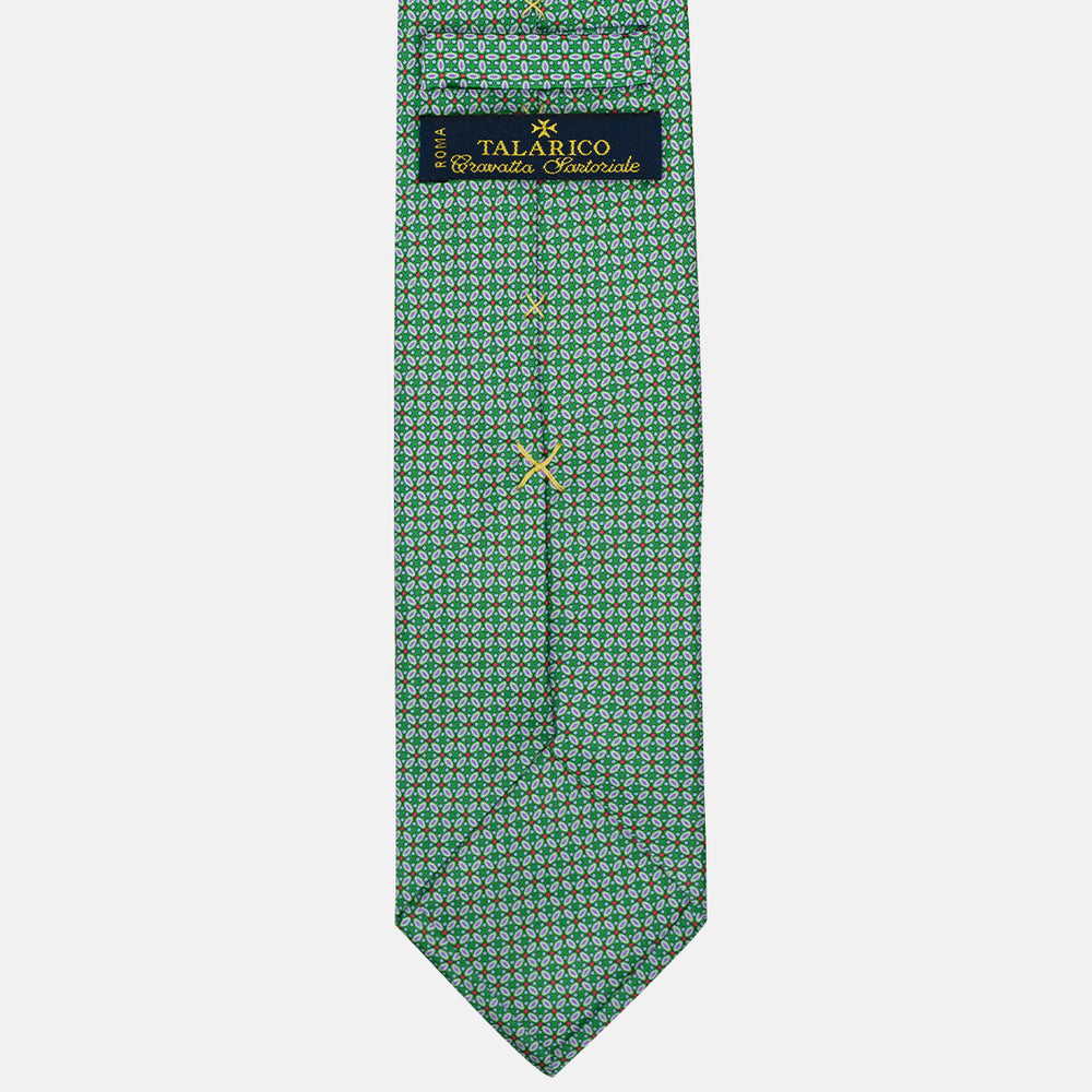Cravatta 3 Pieghe in Raso Satin Fantasia Floreale, Verde - JA241001-3