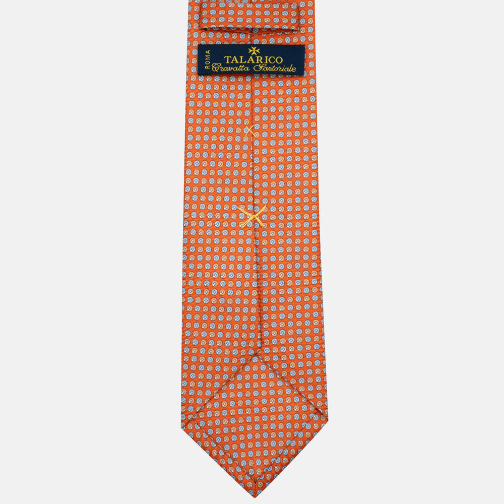 3-Fold Silk Tie, Micro Pattern, Orange - JC056670-3