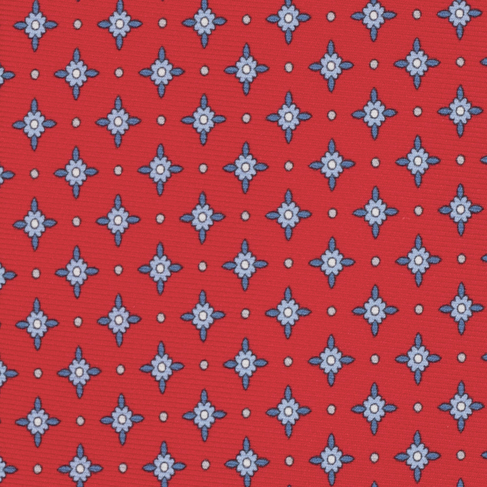 Cravatta Collezione 1999 in Seta Twill Fantasia Floreale, Rosso Celeste JD021