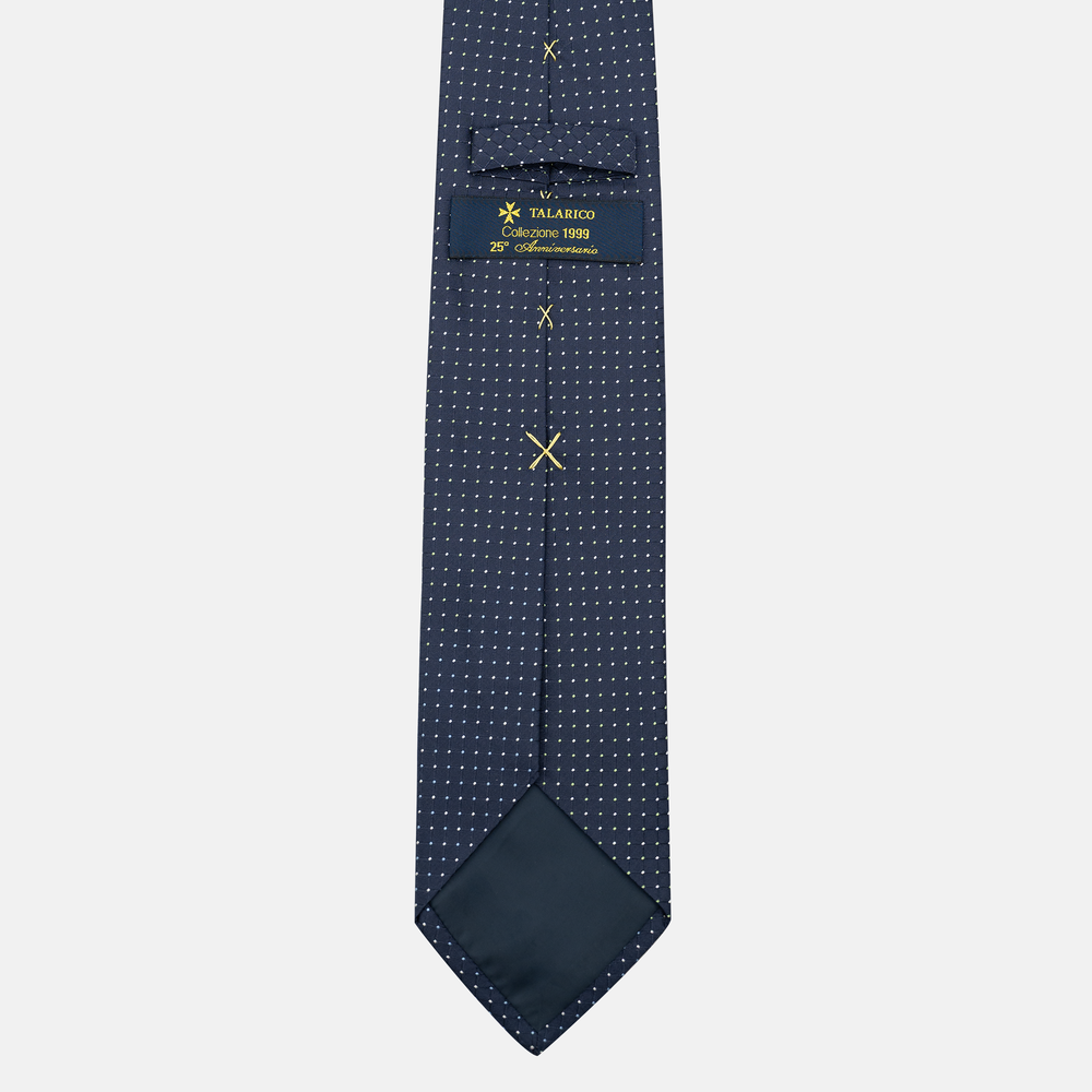 Cravatta Collezione 1999 in Seta Pesante Fantasia Pois, Blu Verde