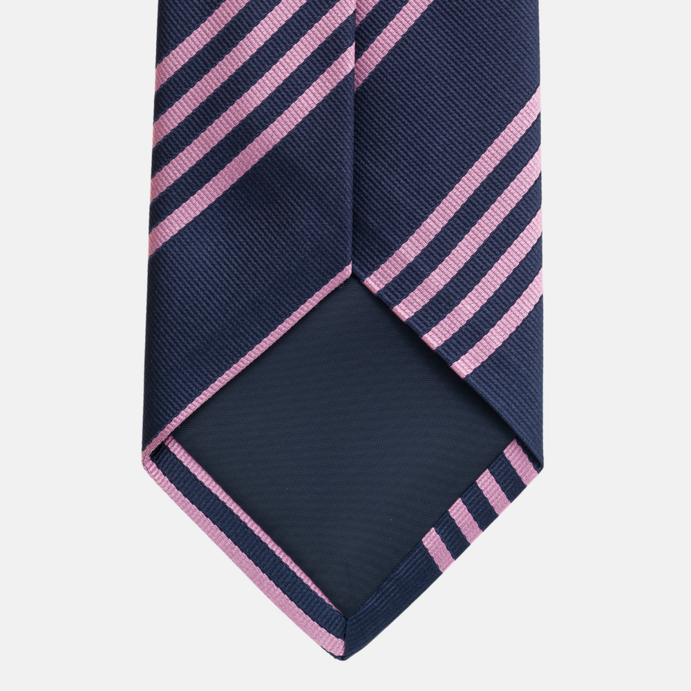Cravatta  Talarico in Seta jacquard  Regimental Blu Rosa fatta a Mano