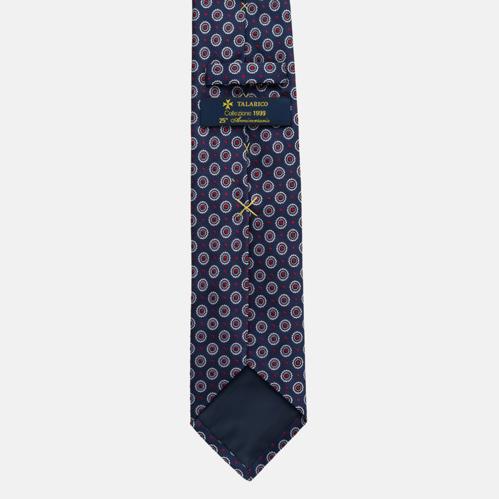 Cravatta Collezione 1999 in Seta Pesante Blu Rosso Fantasia Geometrica JD07