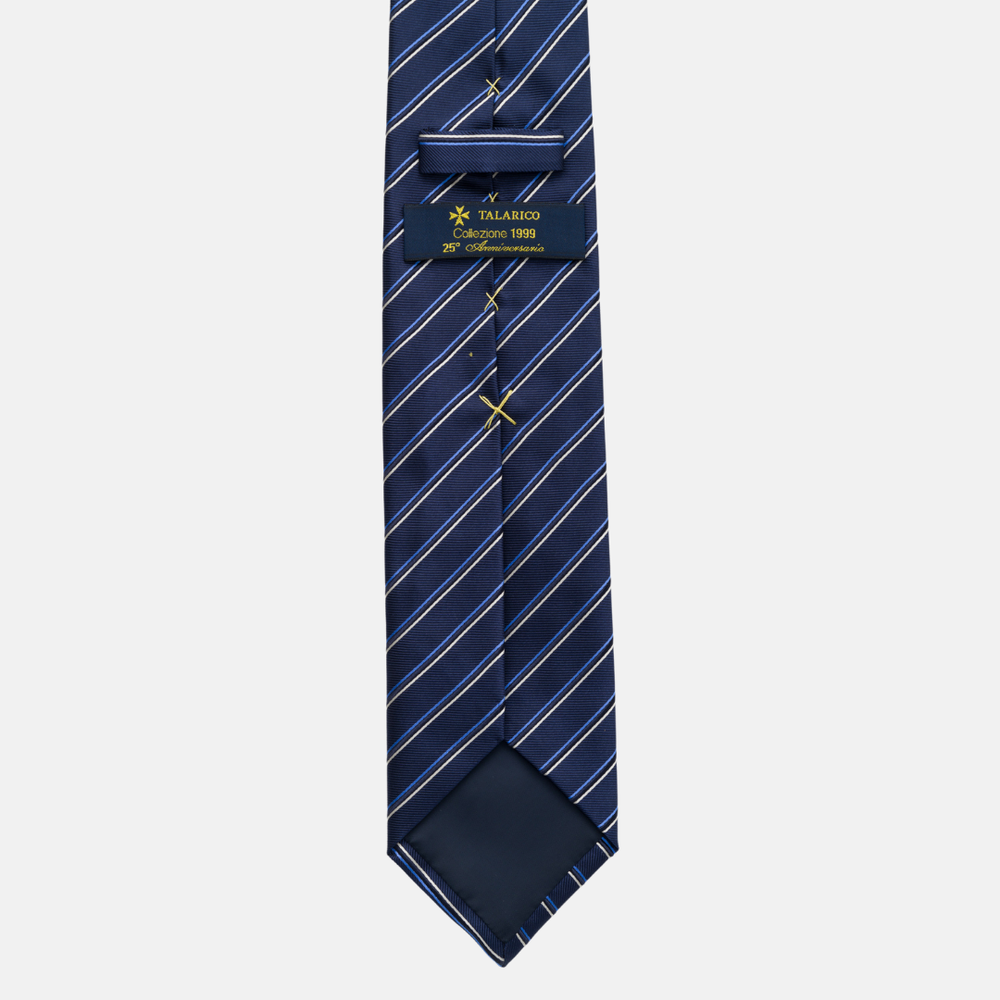 Cravatta Collezione 1999 in Seta Pesante con Righe Sottili, Blu Azzurro JD014