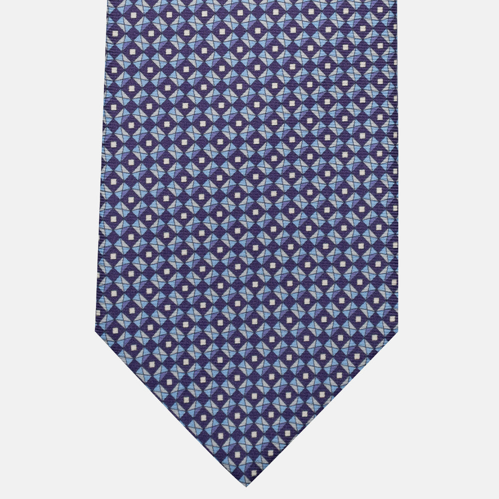 3-Fold Silk Tie, Geometric Pattern, Purple - JA055920-6