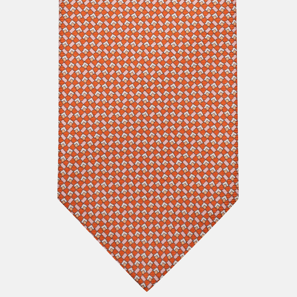 3-Fold Silk Tie, Micro Pattern, Orange - JC056124-4