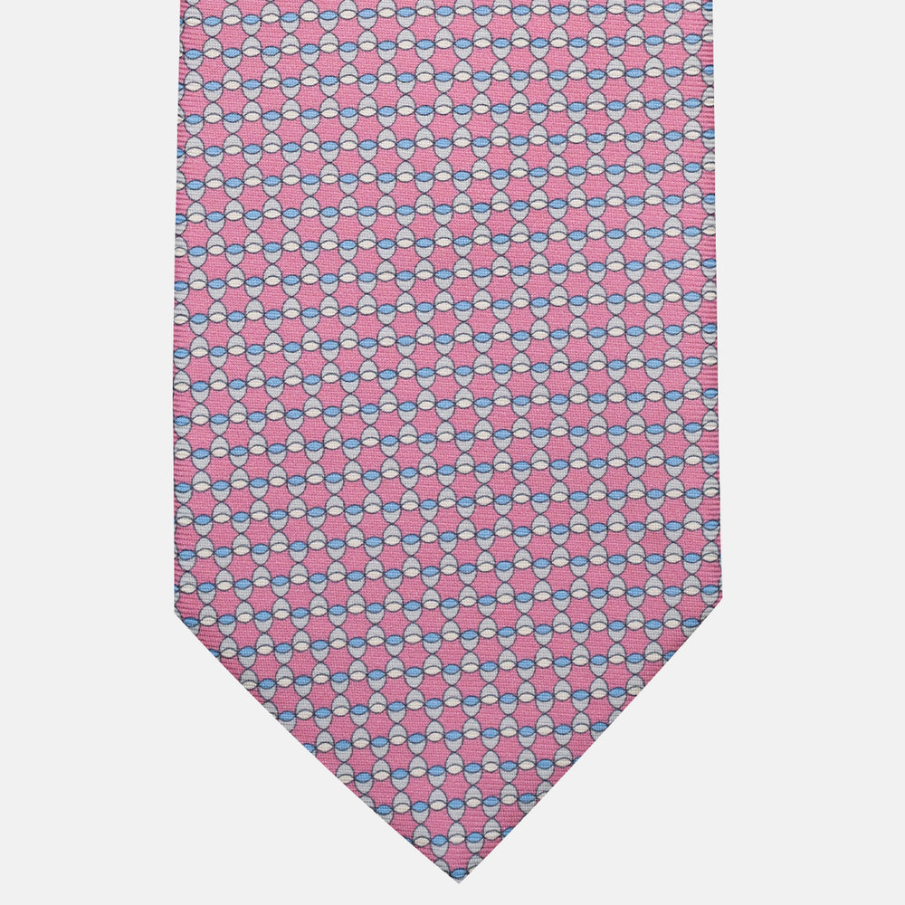 3-Fold Silk Tie, Geometric Pattern, Pink - JC057249-4