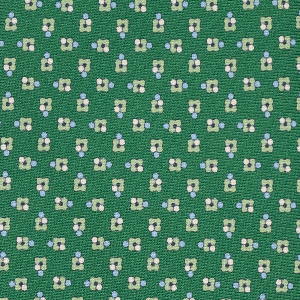 Cravatta 3 pieghe in Seta, Fantasia Floreale, Verde - JA057247-4