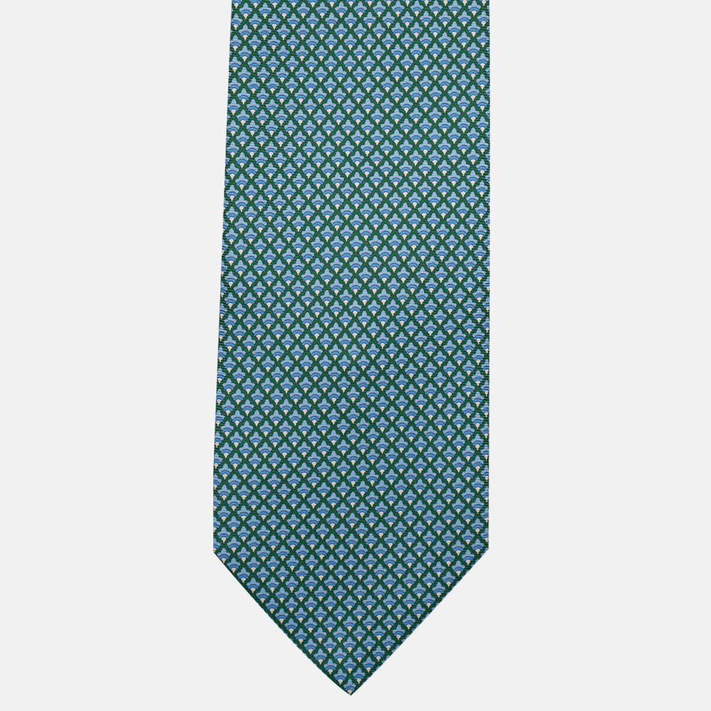 3-Fold Silk Tie, Micro Pattern, Green - JC056329-4