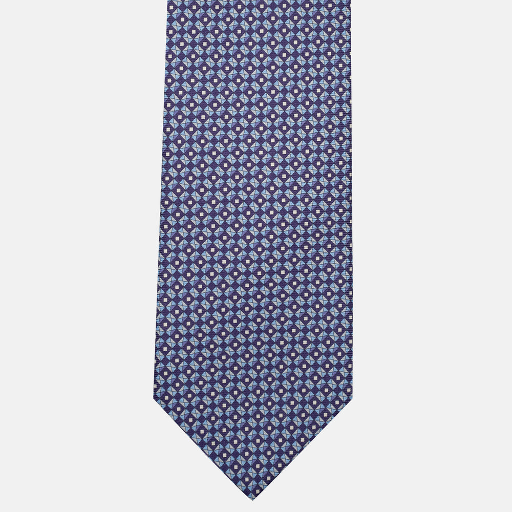 3-Fold Silk Tie, Geometric Pattern, Purple - JA055920-6