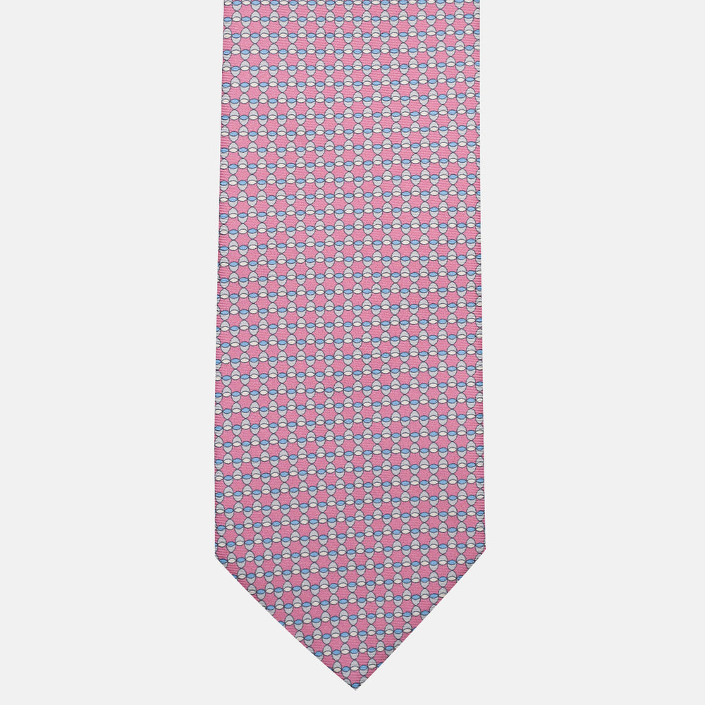 3-Fold Silk Tie, Geometric Pattern, Pink - JC057249-4