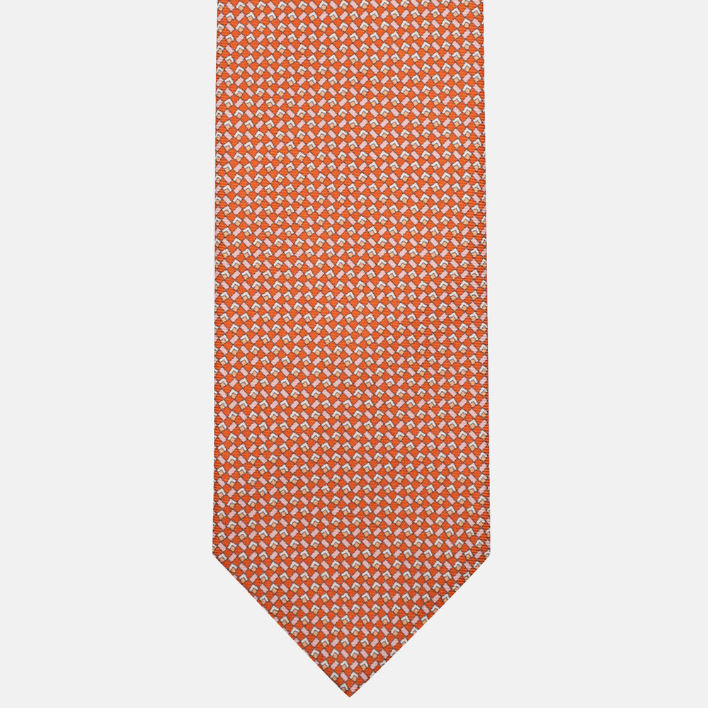 3-Fold Silk Tie, Micro Pattern, Orange - JC056124-4