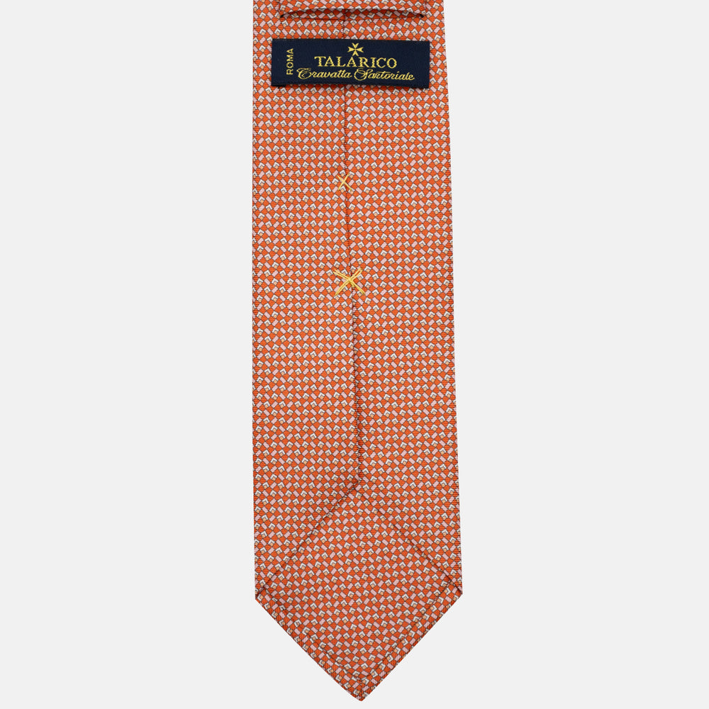 3-Fold Silk Tie, Micro Pattern, Orange - JC056124-4