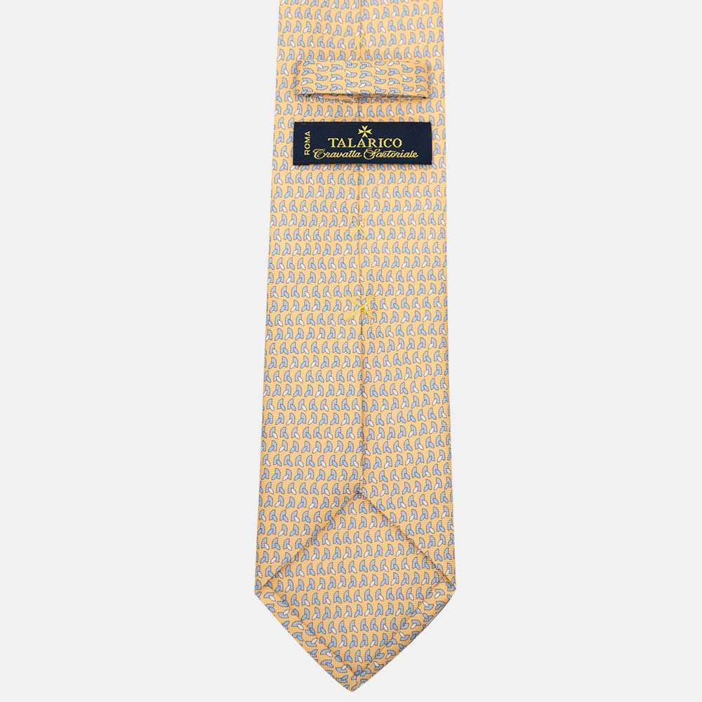 3-Fold Silk Tie, Micro Pattern, Yellow - JC057245-4