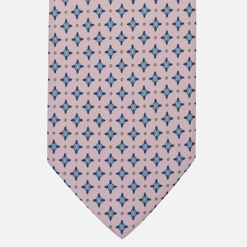 Cravatta Collezione 1999 in Seta Twill Fantasia Floreale, Rosa Celeste JD021