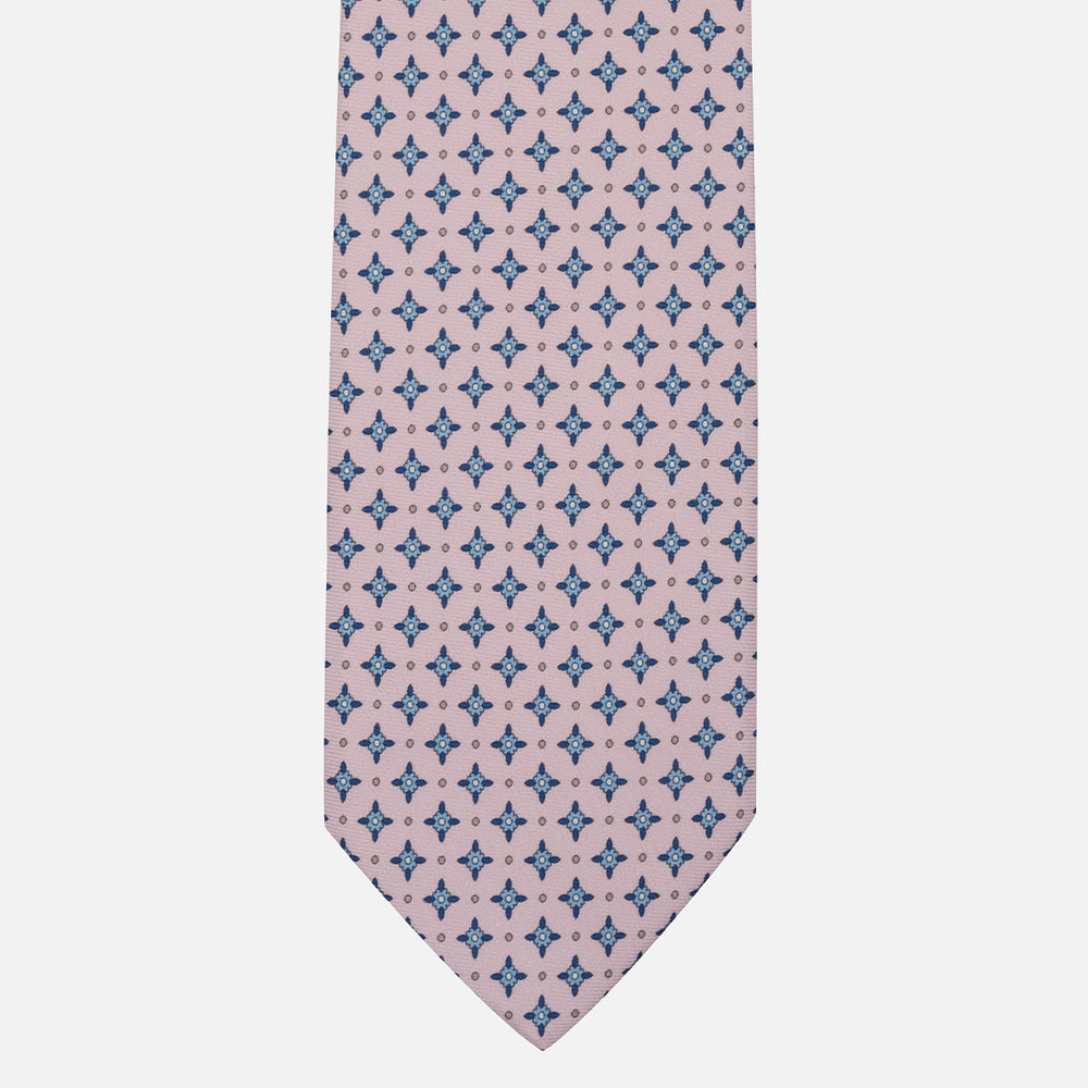 Cravatta Collezione 1999 in Seta Twill Fantasia Floreale, Rosa Celeste JD021