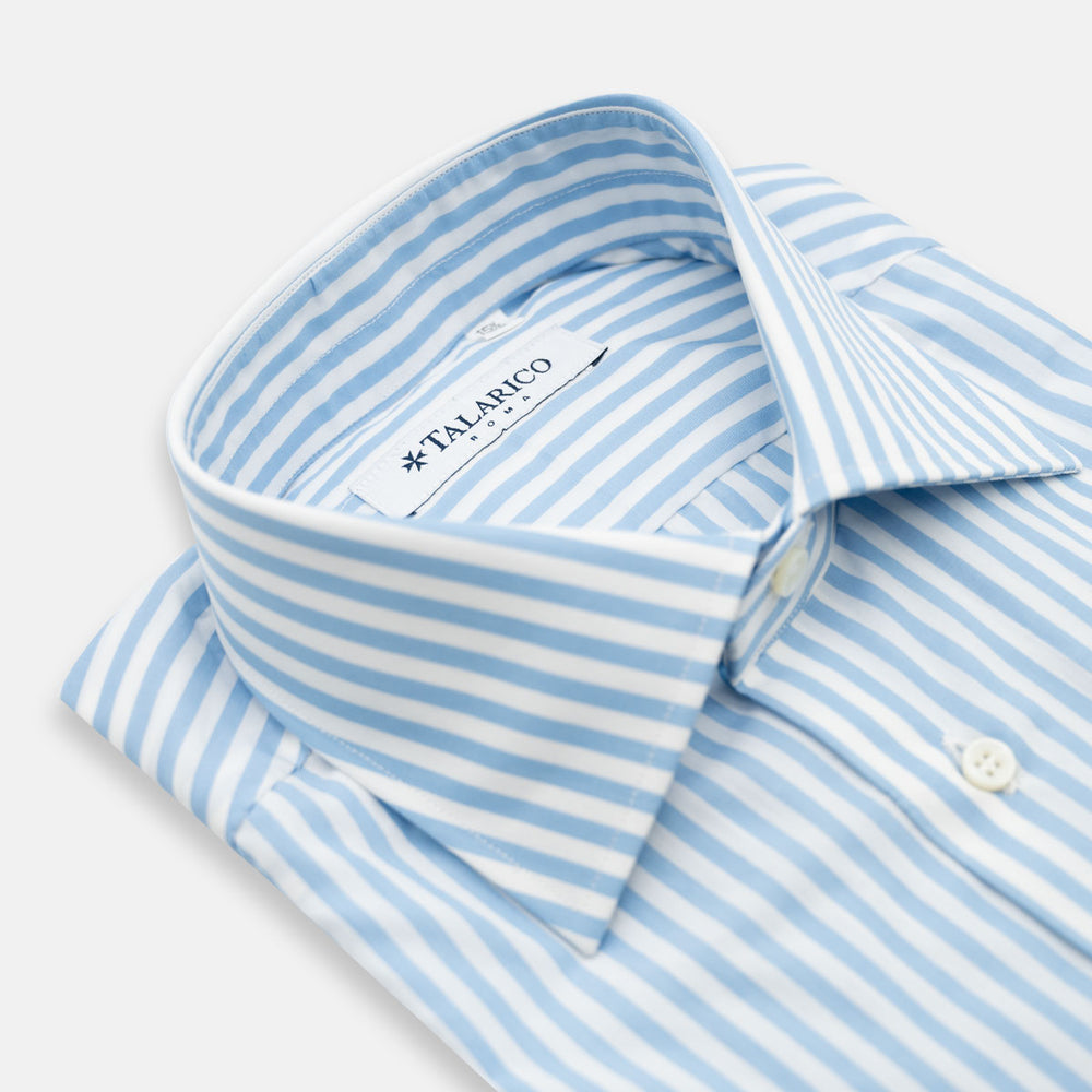 Camicia Talarico in Cotone Popeline Carlo Riva - Bianco e Celeste (TCR101904)
