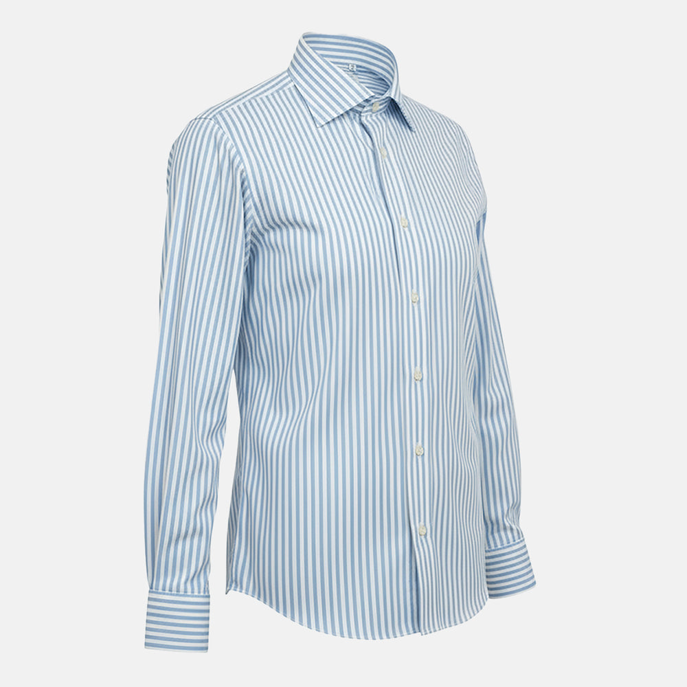 Camicia Talarico in Cotone Popeline Carlo Riva - Bianco e Celeste (TCR101904)