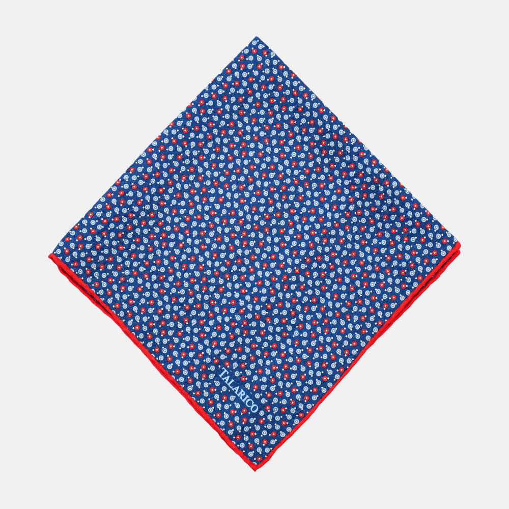 Pochette da Taschino in Pura Seta | Micro Fantasia, Blu Rosso - 59973