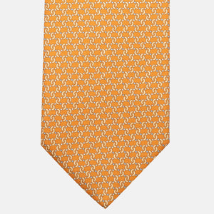 3-Fold Silk Tie, Geometric Pattern, Orange - JA056669-5