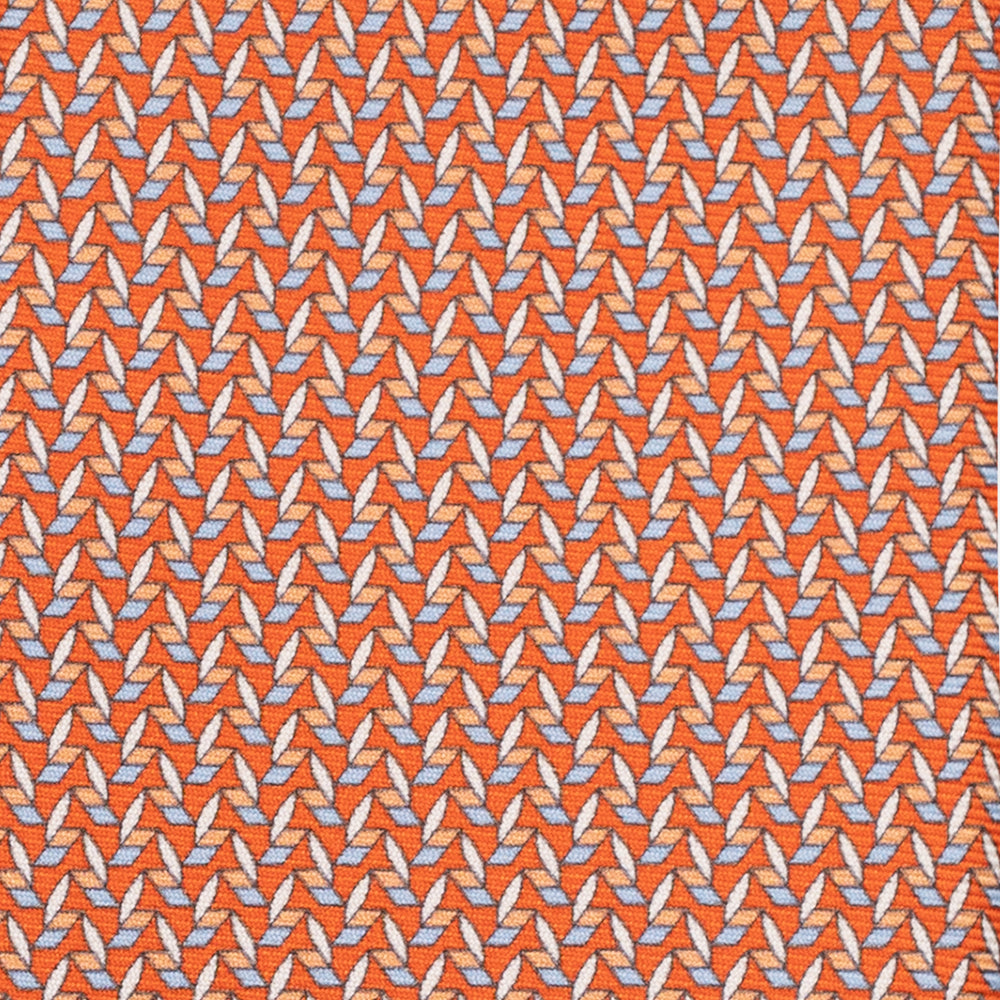Cravatta 3 pieghe in Seta, Fantasia Geometrica, Arancione - JC056128-5