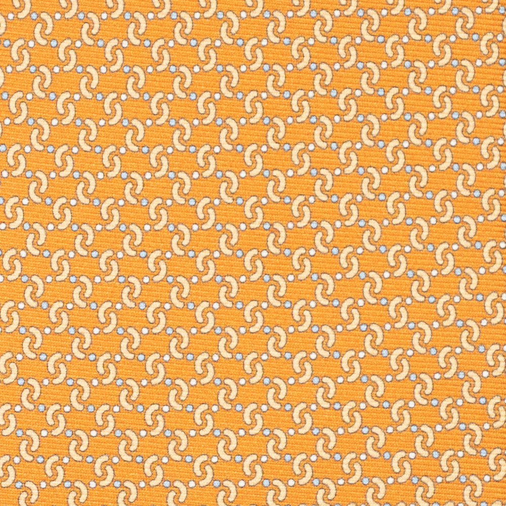 3-Fold Silk Tie, Geometric Pattern, Orange - JA056669-5